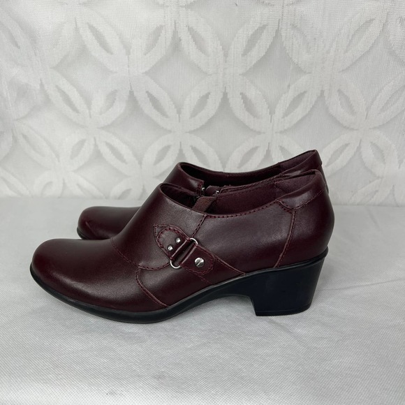 Clarks Women's Genette Vista Boot Size 9 Block Heel Shootie Burgundy Leather - Picture 4 of 8